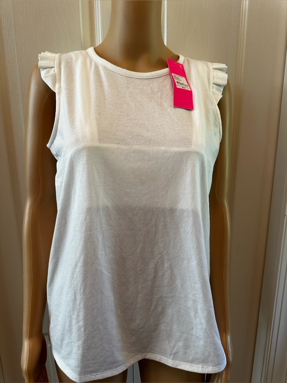 Lilly Pulitzer Braxton Resort White Ruffle Sleeve Tank